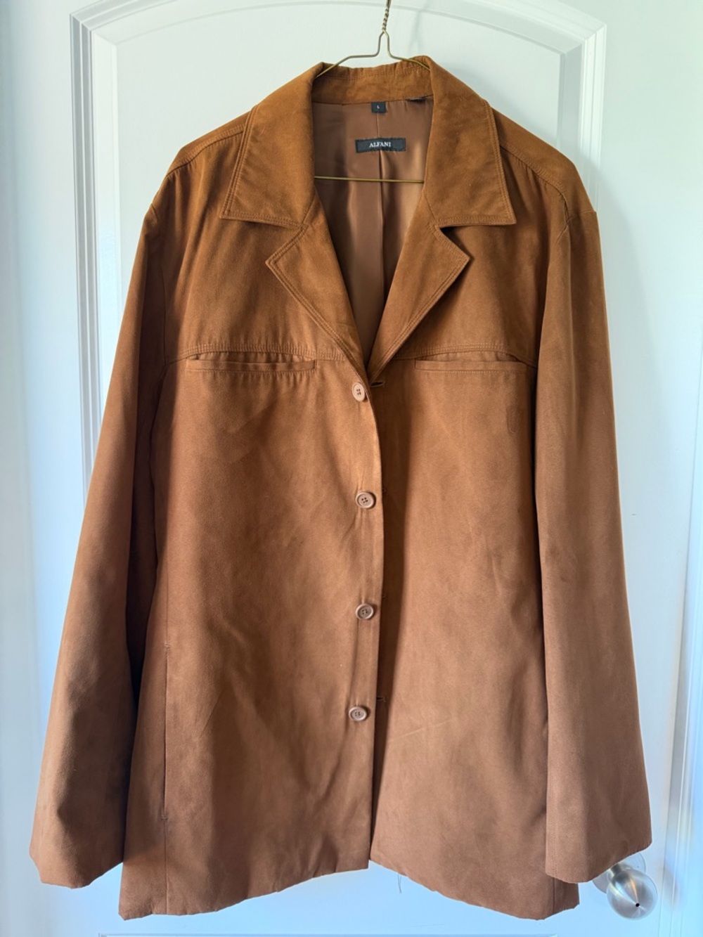 Alfani Men’s Suede Button-Front Western Jacket in Cognac